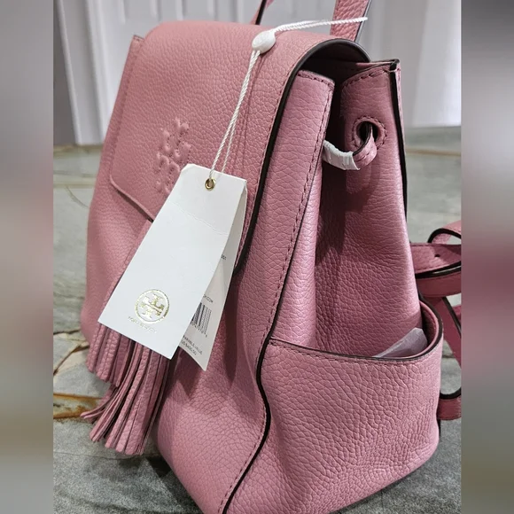 Tory Burch Pink Leather Backpack with Tassel NWT - Picture 11 of 16